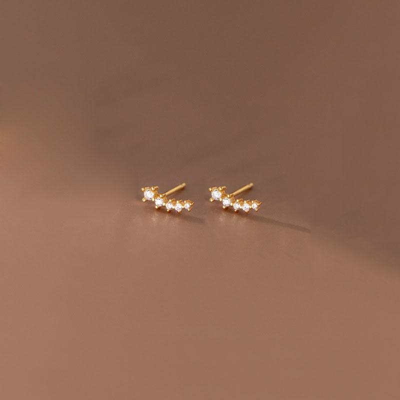 

WANTME 925 Silver Simple Korean Pave Zircon Mini Small Stud Earrings for Teen Women Daily Life Party Piercing Jewelry золотой