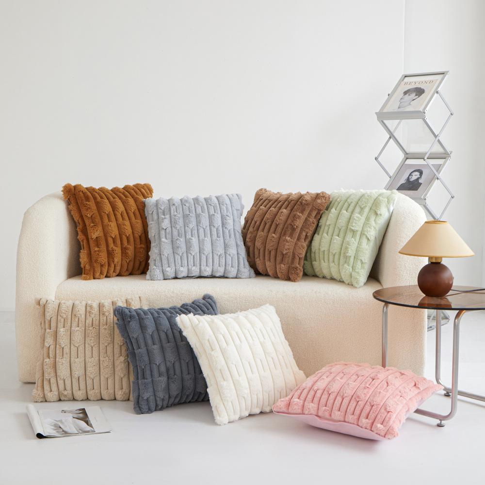 PV Velvet Large Bamboo Pillow Cushion Light Luxury High-end Lumbar Backrest Sofa Cushion