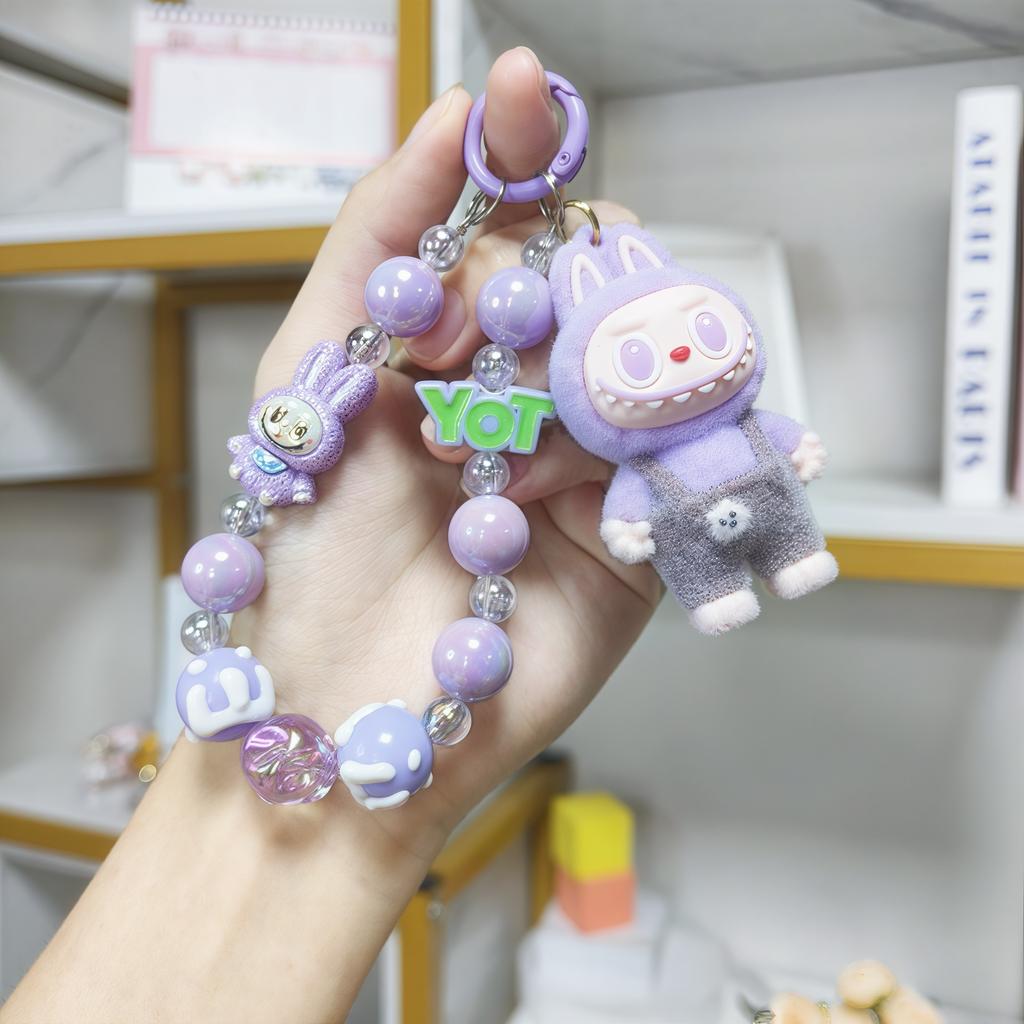 Cartoon Soft Rubber Flocked Rag Keychain Bag Pendant Blind Box Trendy Cool Rag Mobile Phone Chain Couple Small Gift