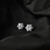 Simple Luxury Snowflake Zircon Stud Earrings Fashionable Chic Dazzle Jewelry