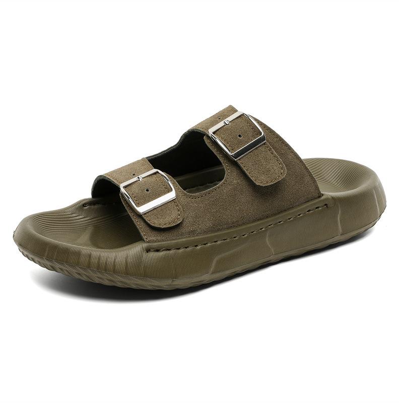 New Boken sandals summer outdoor slippers heightening soft sole versatile beach shoes 371296 olive green-J