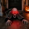 Griezelige Tuinpalen Halloween Breken de Grond Skelet, Reusachtige Gloeiende Schedel Tuin Decoratie met Gotische Accenten Beweegbare Armen, Buiten Gazon Decoratie voor