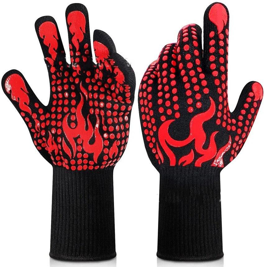 500-800 Centigrade BBQ Fire Gloves Flame Retardant Non-slip Fireproof Extreme Heat Resistant Microwave Oven Gloves Oven Mit