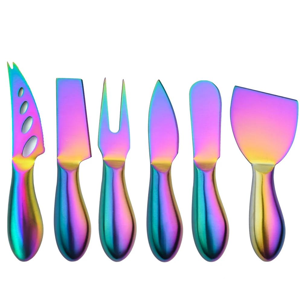 6Pcs Stainless Sttel Handle Cheese Knife Set Mini Cheese Knife Butter Knife Slicer Knife Pizza Cutter Baked Cheese Knife