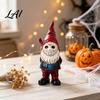 Handmade Realistic Figurine Crafts Halloween Voorhees Resin Figurine Cute Horror Hockey Mask Gnome Statue Decorative Party Favors with Knife,