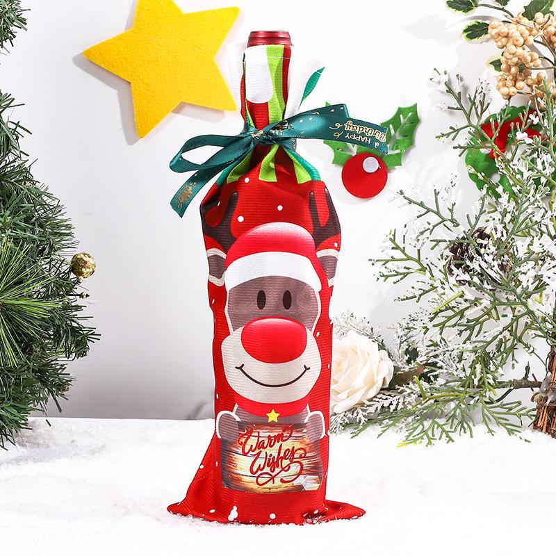 Festive Cartoon Wine Bottle Covers for Christmas Table Decor
