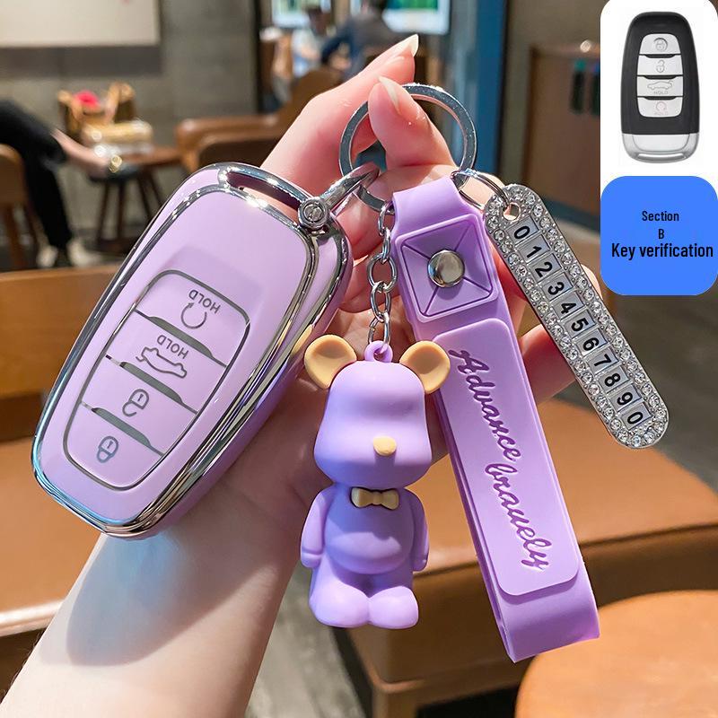 Hongqi HS5/HS7/H5/H9/E-HS9 Key Case with Buckle & Cute Pendant