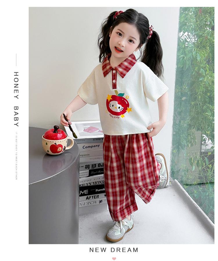 Girls' Korean Edition Set Summer 2026 New Girl's Cartoon Short Sleeve Summer Dress Children's Wide Leg Pants Two Piece Set