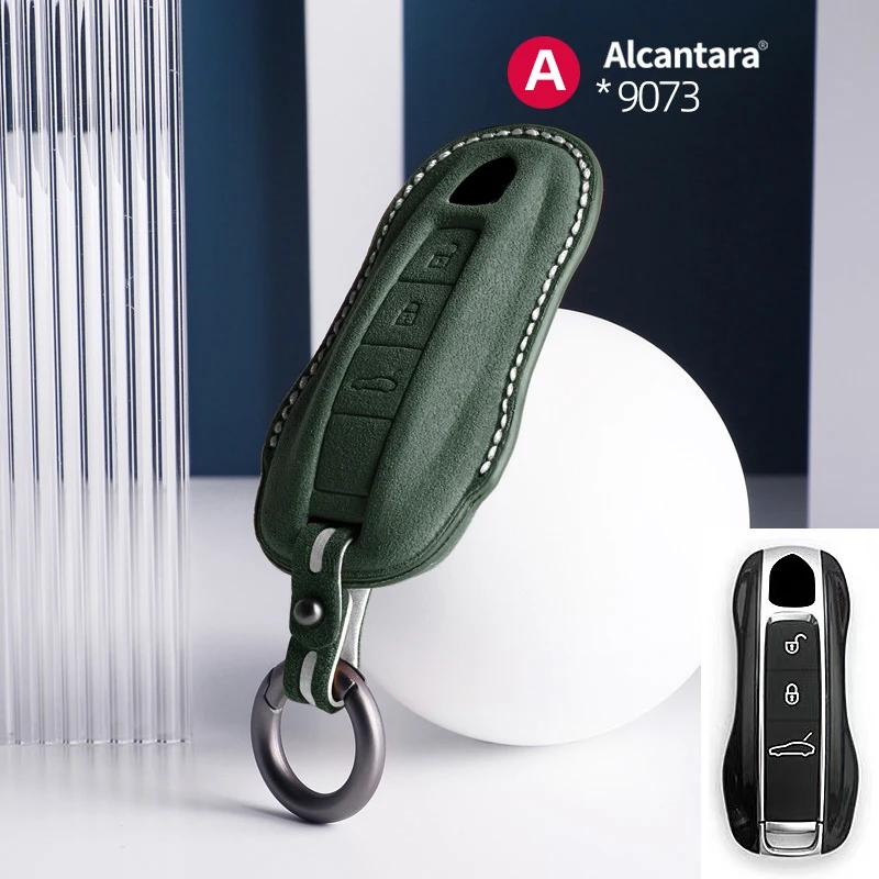 Alcantara Car Key Case Cover For Porsche Panamera Spyder Carrera Macan Cayman Cayenne 911 970 981 991 Accessories