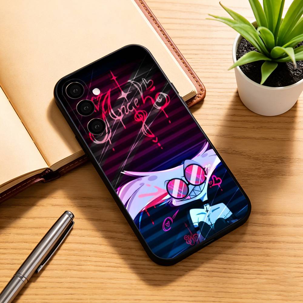 H-hazbin Hotel Angel Dust Phone Case Black Silicone Soft For Samsung Galaxy A73,A72,A71,A70,A53,A52,A51