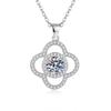 S925 Sterling Silver Four-Leaf Clover Necklace with Moissanite Pendant for Women - Colorfast Clavicle Chain, 1 Carat.