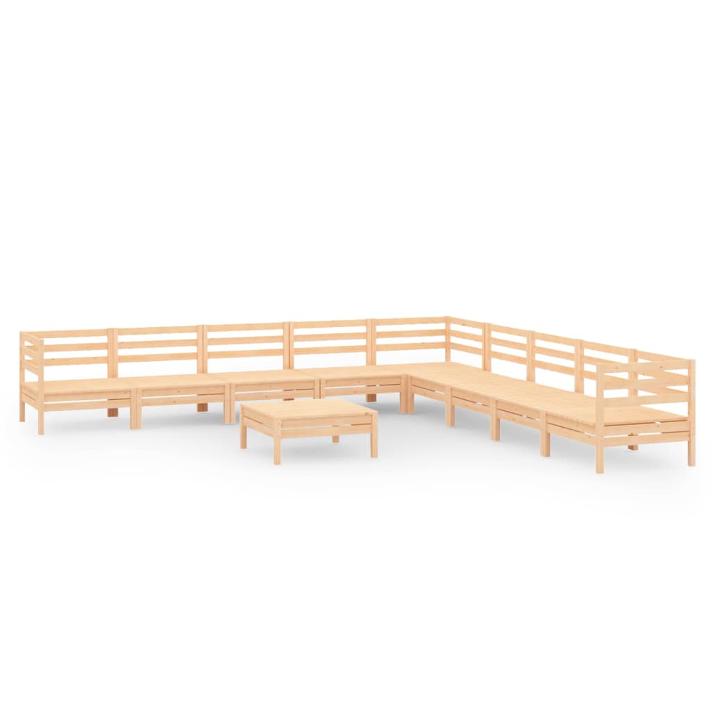 Vidaxl 10-Cz. Garden Lounge Furniture Set, Pine Wood