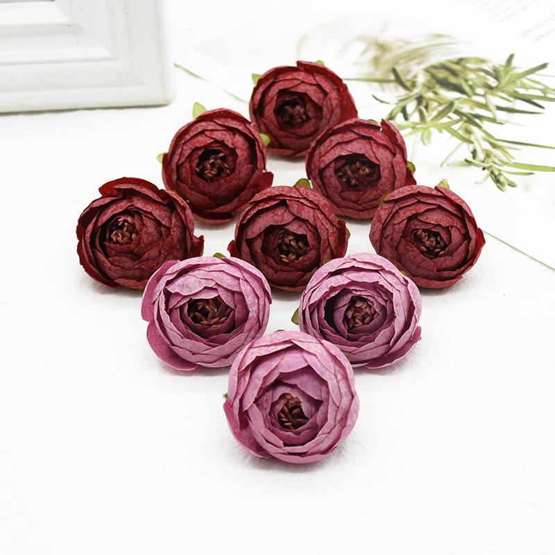 Artificial Flowers for Wedding Silk Roses Tea Bud Festival Wreaths Home Decor Table Diy Scrapbooking Background Wall Fake Plants