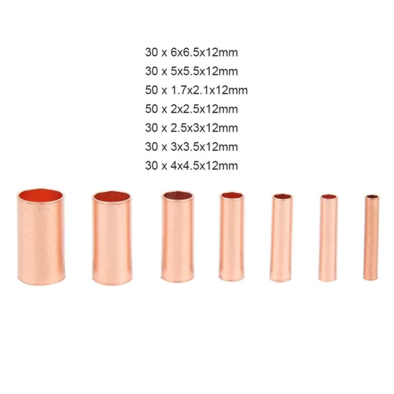 250Pcs Copper Tube Connector Kits Terminal Connecting Set Wire Hardware Supplies