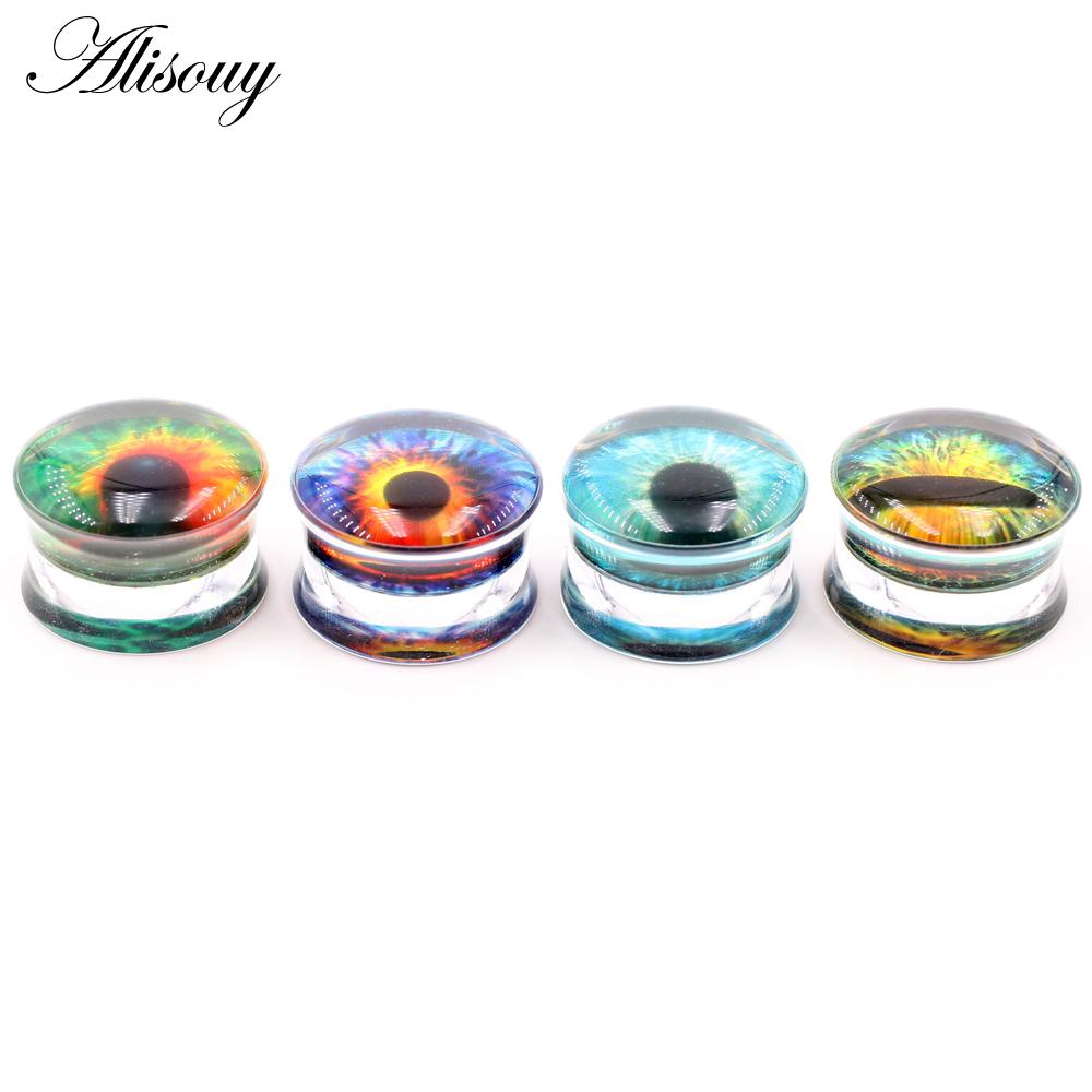 Acrylic Round Alisouy Transparent 2pcs Eyeball Ear Gauges Tunnels Plugs Flesh Stretcher Expander Earrings Piercing Body Jewelry