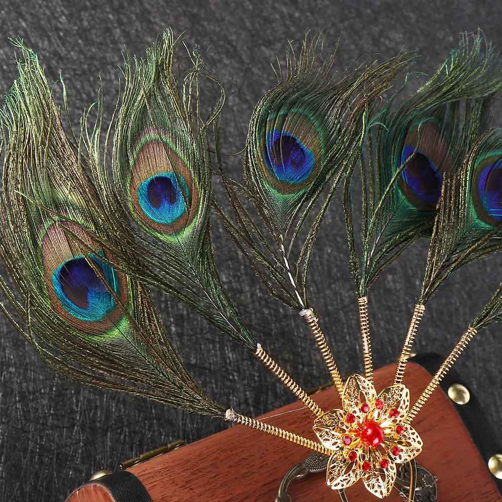Props Gem Hair Accessories Ethnic Dance Hair Stick Peacock Feather Hairpin Hairstyle Design Tool