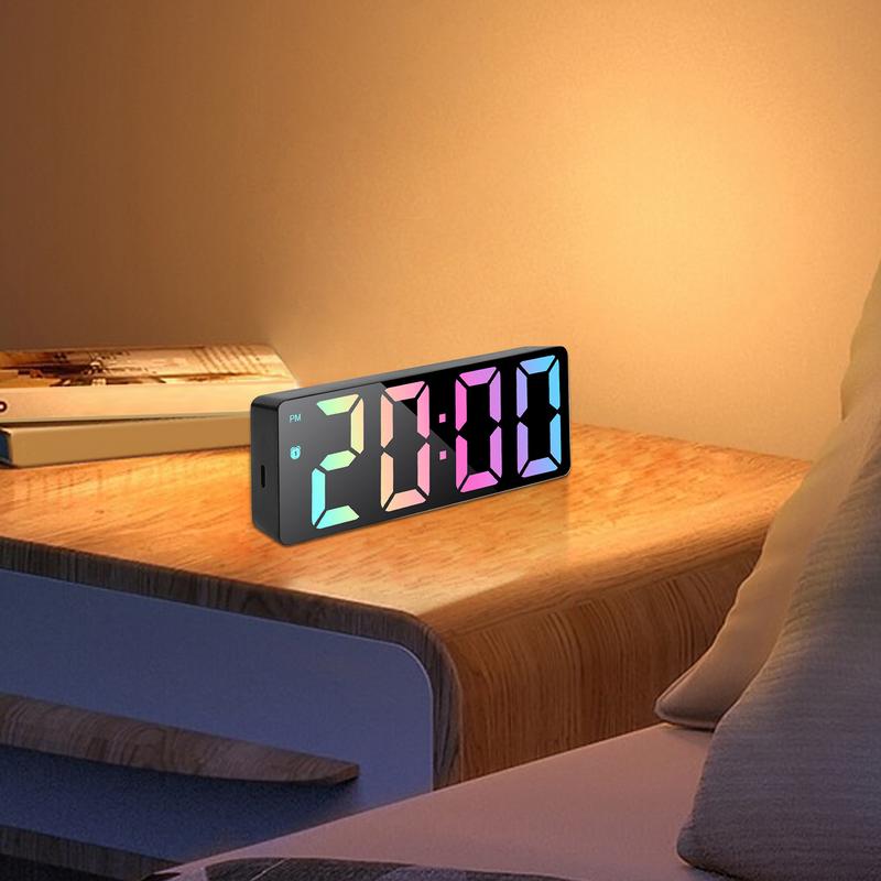 Digital Alarm Clock Electronic LED Mirrored Desk Clock Luminous Alarm Clocks Modern Home Decor With Date And Temperature Table
