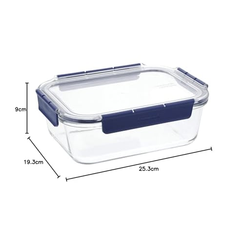 Bestco LBG455, 2.0L Rectangular Heat-Resistant Glass Storage Container with Lid, Lock & Lock, Top Class