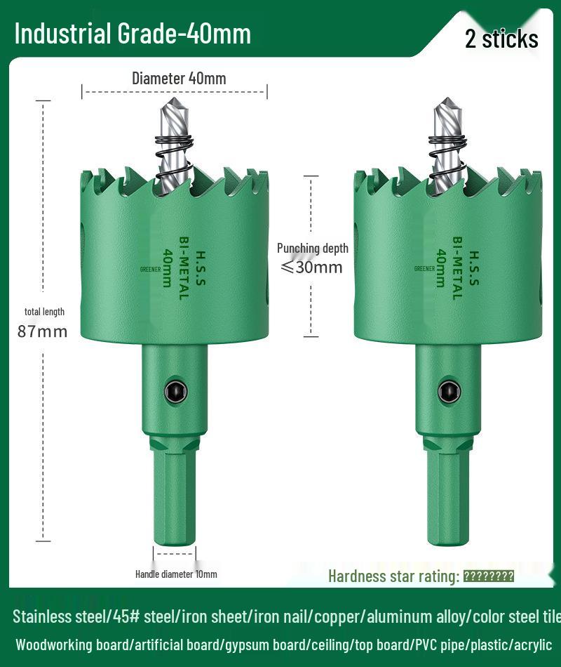 Green Forest Hole Saw Drill Bit for Metal, Wood, Plastic, and Gypsum Board