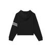 Adidas Originals Trefoil Logo Print Stripe Hooded Sweatshirt Women Tops Black HT8847