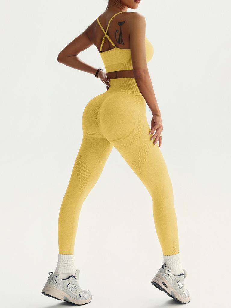 JYL Seamless Yoga Set Camisole Hip Lifting Pants