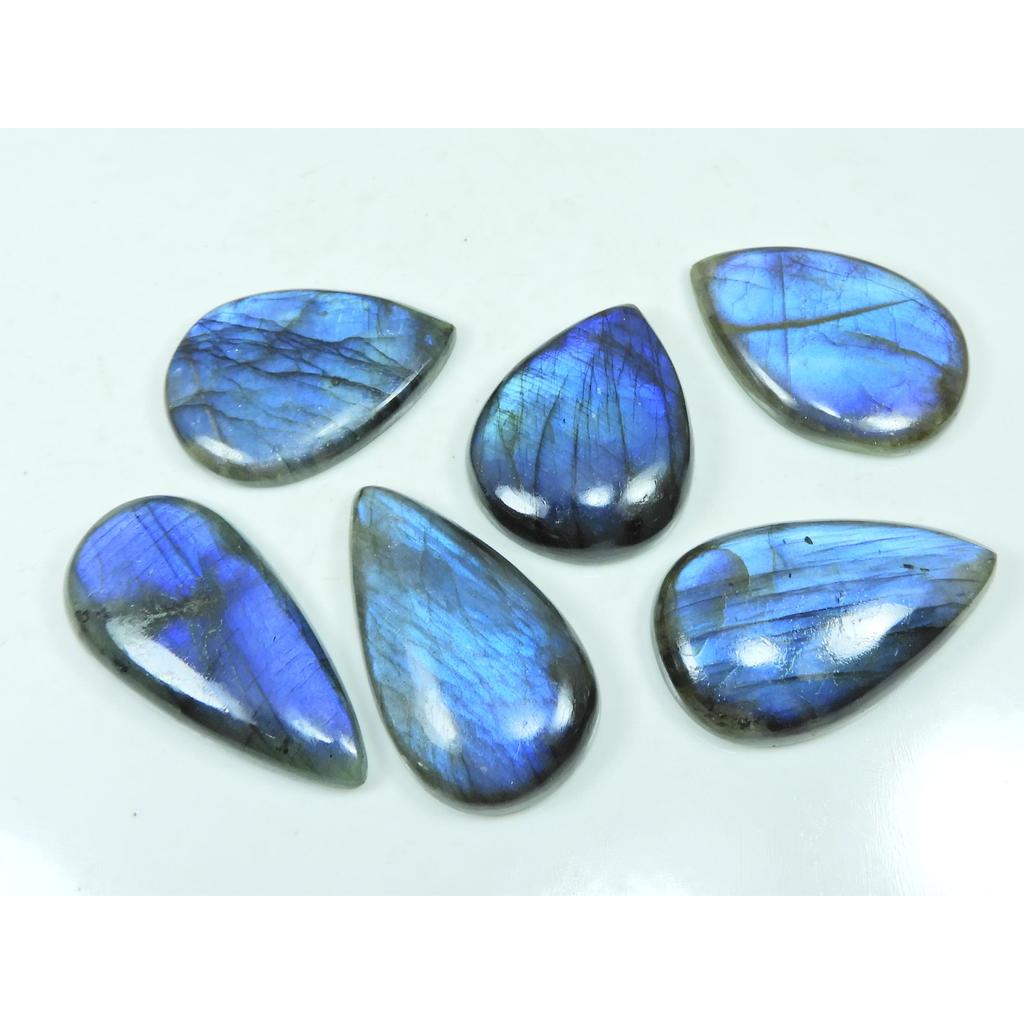 327Cts.Natural Labradorite Blue Flash Pear Cabochon Loose Gemstone 06Pcs Lot LL-1218