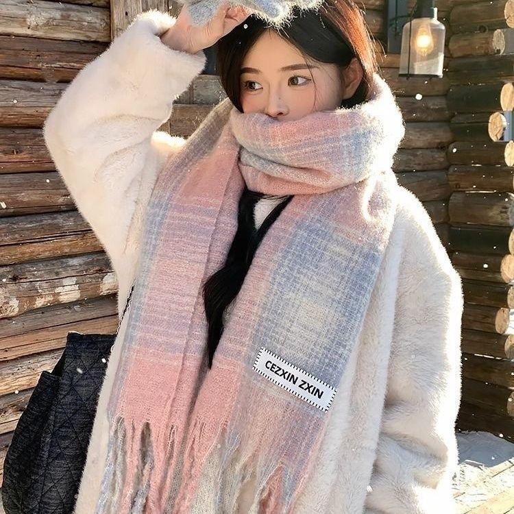 Mohair-Schal Koreanischer Stil Herbst und Winter karierter Schal Imitation Kaschmir warmer Schal Paar vielseitiger Schal