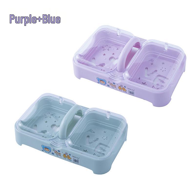 Dvouvrstá mýdlenka s víkem s odklápěcím víčkem - Velká, odvodňovací, domácí mýdlenka se dvěma přihrádkami