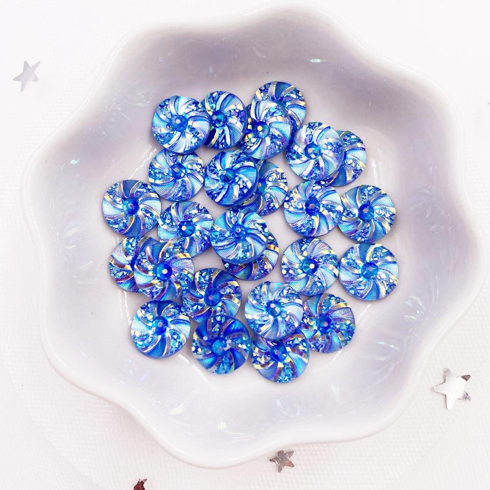 Shiny 80pcs AB Resin 10mm Whirlwind Round Flat Back Rhinestone Appliques DIY Wedding Scrapbook Craft