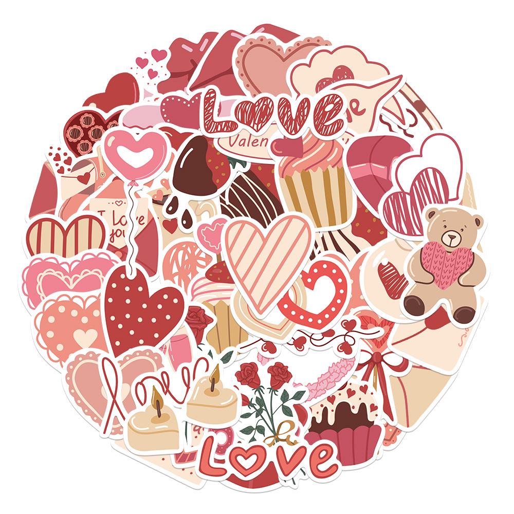 58 Pink Valentine's Day Romantic Stickers for Journal, Phone Case, and Water Bottle Decoration - Waterproof DIY Decals