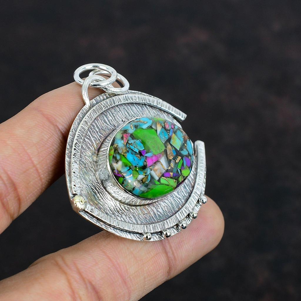 Fiesta Kingman Turquoise Pendant 925 Sterling Silver Pendant Multi Copper Turquoise Pendant Handmade Jewelry Gemstone Pendant Wedding Gifts