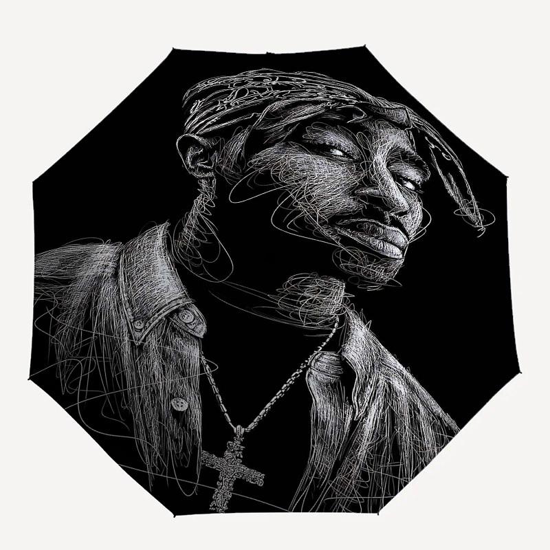 

1pc Tupac Shakur Sketch Automatic Open/Close Umbrella with 8-Rib Windproof Canopy10189