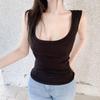 Solid, ermeløs dame-singel-vest for kvinner, sommer, uformelt korsett-topp kvinne, grunnleggende u-hals, høy stretch, slank tank, Y2K-klær 20788