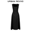 UR 2026 Spring Women's U-Neck Pleated Waist A-Line Dress