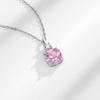 New Arrival Pink Cubic Zirconia Pendant Necklace 925 Silver Square Cut Chain Necklace for Women Luxury Wedding Jewelry Gift
