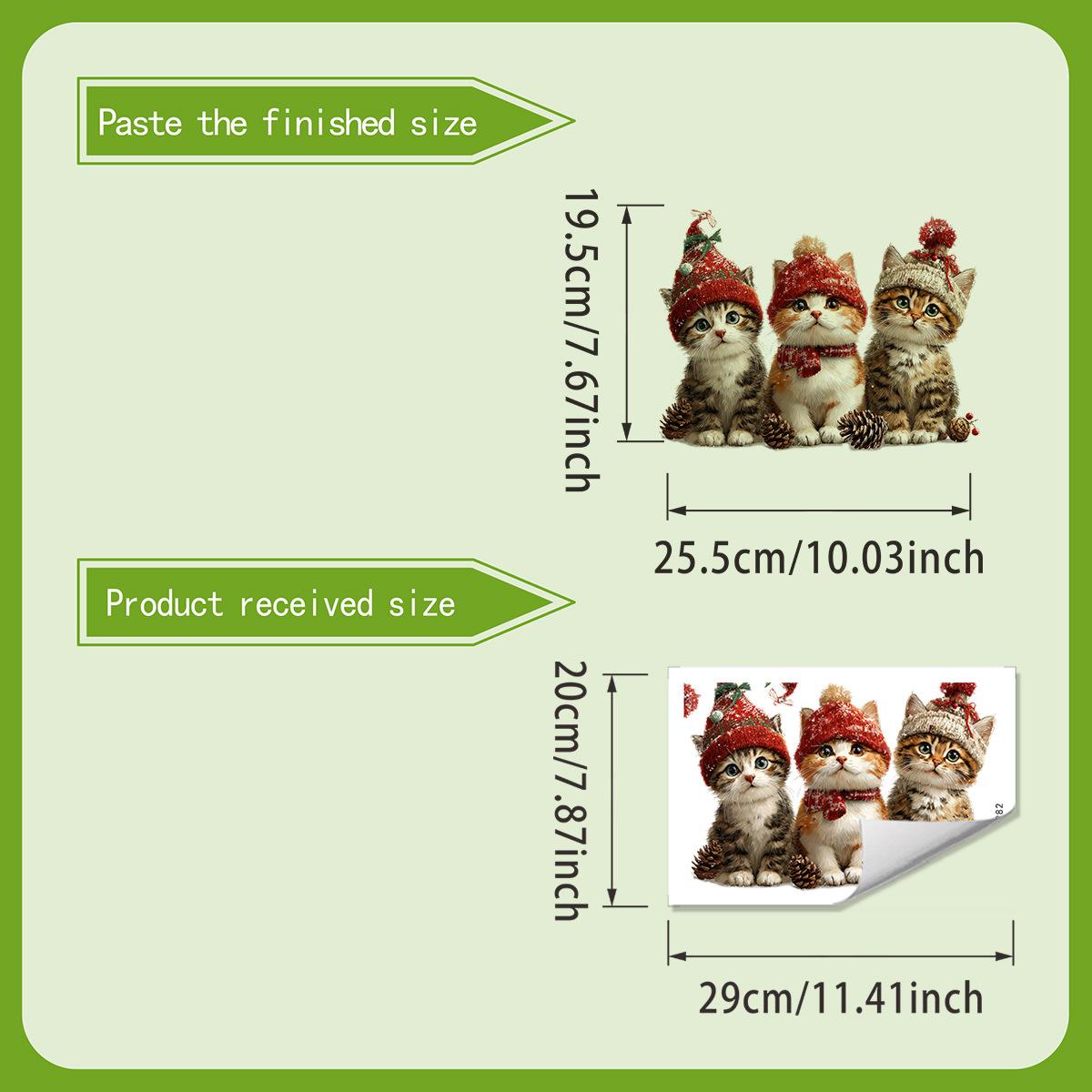 

Різдвяний кіт Повністю прозорі двосторонні видимі скляні наклейки для прикраси дому 30*20cm