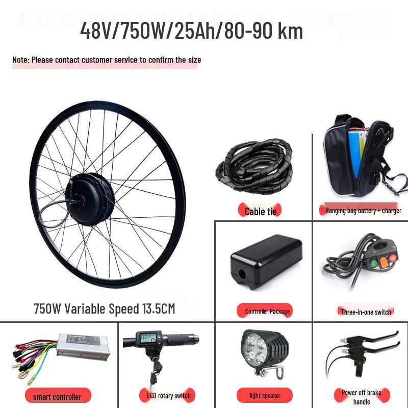 48V Electric Pedal Assist Mountain Bike Conversion Kit, 500W/750W Rear Drive, High-Speed Climbing Motor