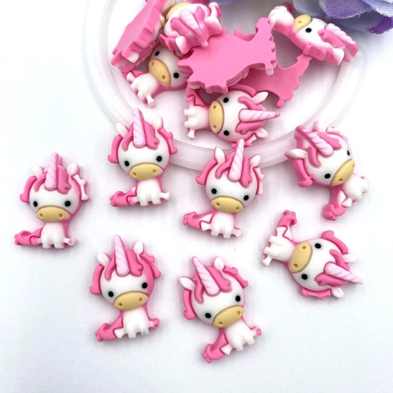 20pcs Hand Painted Resin Unicorn Flatback Cabochons For Hair Bow Centers DIY Scrapbooking Decor