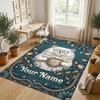 Cat Laptop Theme Soft Crystal Velvet Rug Custom Name & Text Print Non Slip Floor Rug for Bedroom Living Room