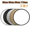 24" Reflector 5 In 1 30CM 60CM 80CM 110CM Silver White Gold Portable Collapsible Soft Light Round Photography for Studio 2 In 1