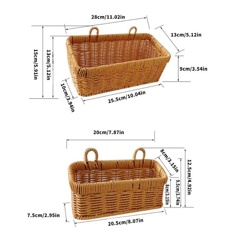 Cesto Portariposti da Parete di Grande Capacità in Plastica Effetto Rattan Organizer per Organizzazione Bagno e Cucina