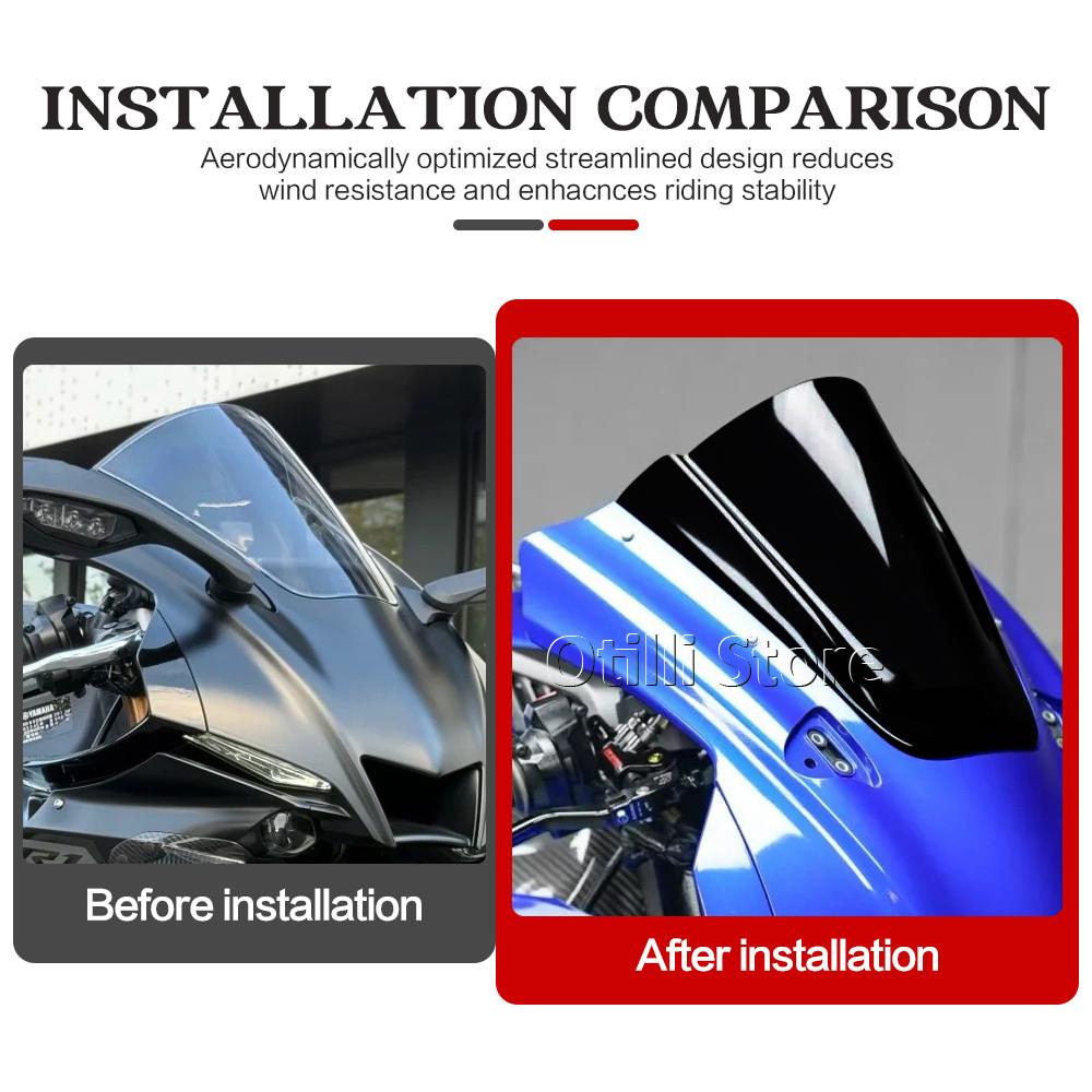 Windshield For Yamaha YZF-R1 YZF R1 YZF R1M 2020-2025 2024 Windscreen Wind Deflector Double Bubble Heightening Screen YZF-R1M