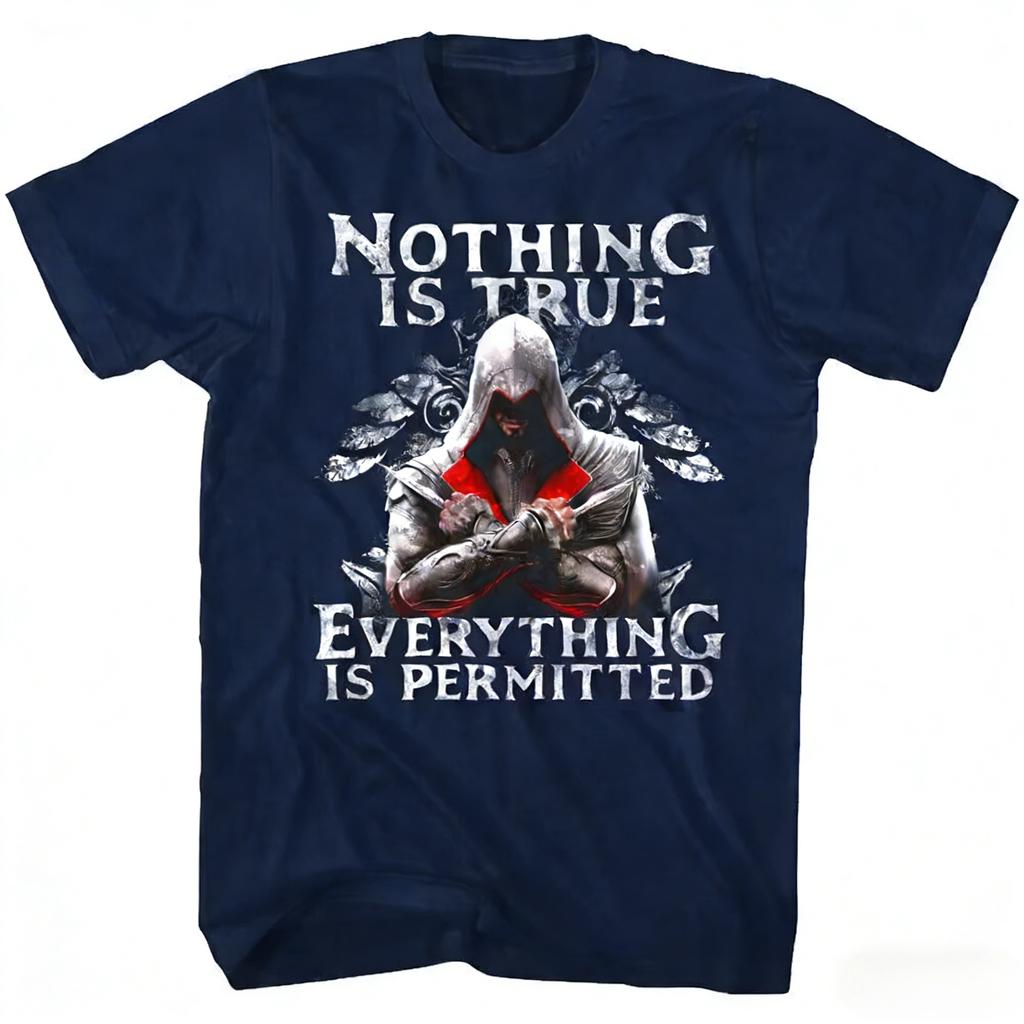 2026 gamerelated quote featuring the Assassin theme Printed Tshirt Nothing is absolutely correct everything is permissible