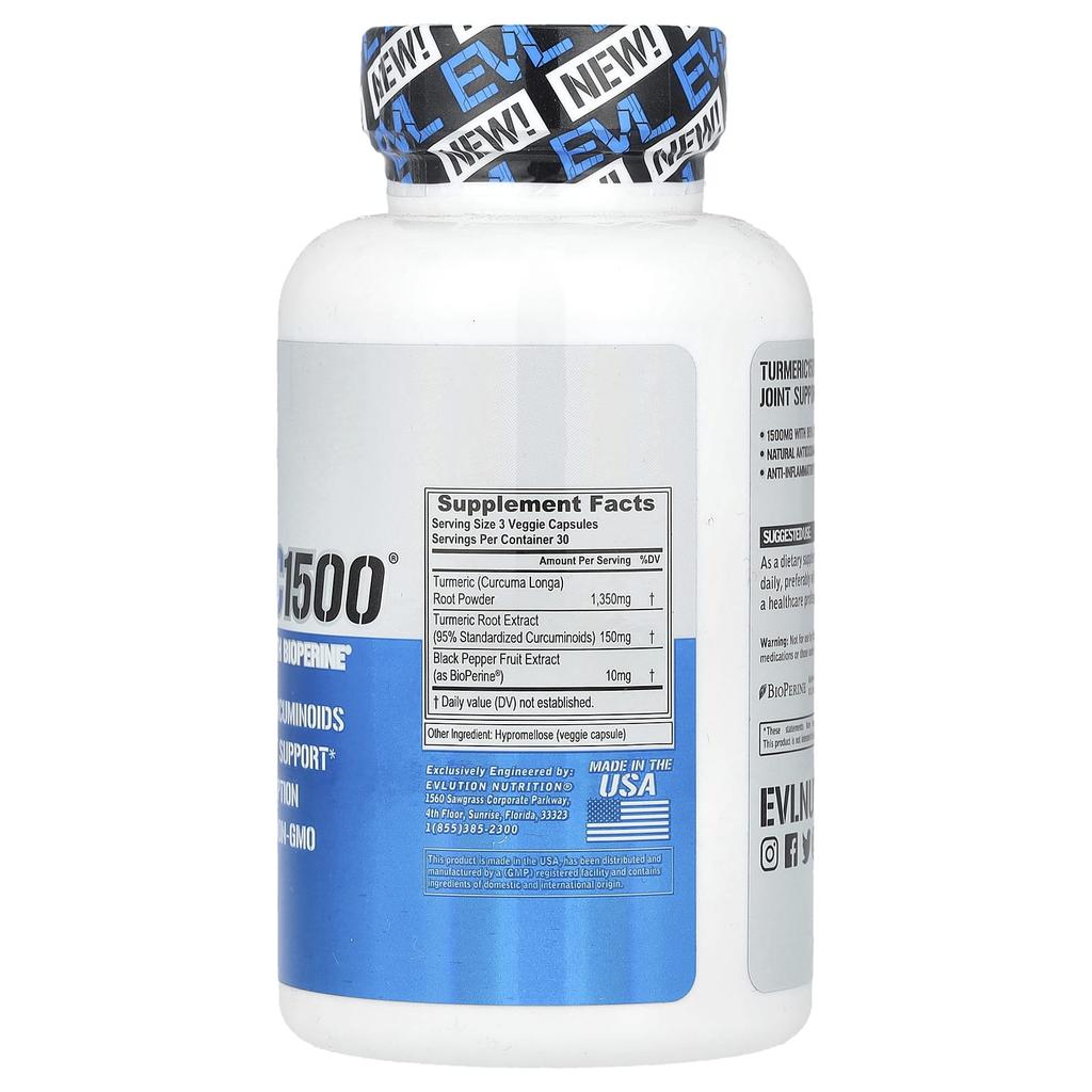 Turmeric 1500®, Turmeric Curcumin with Bioperine®, 90 Veggie Capsules