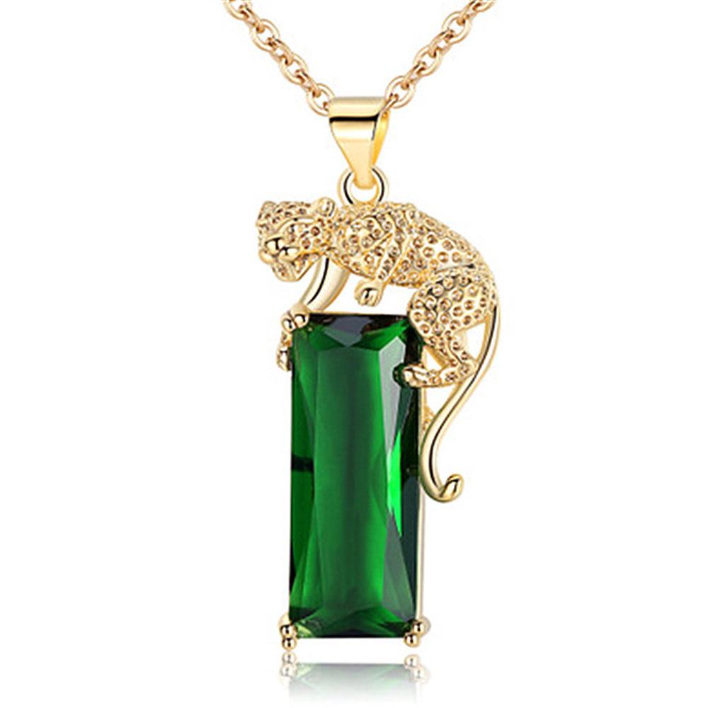 Exclusive Leopard Pendant Emerald Necklace - Niche Design, High-End Summer Jewelry for Women
