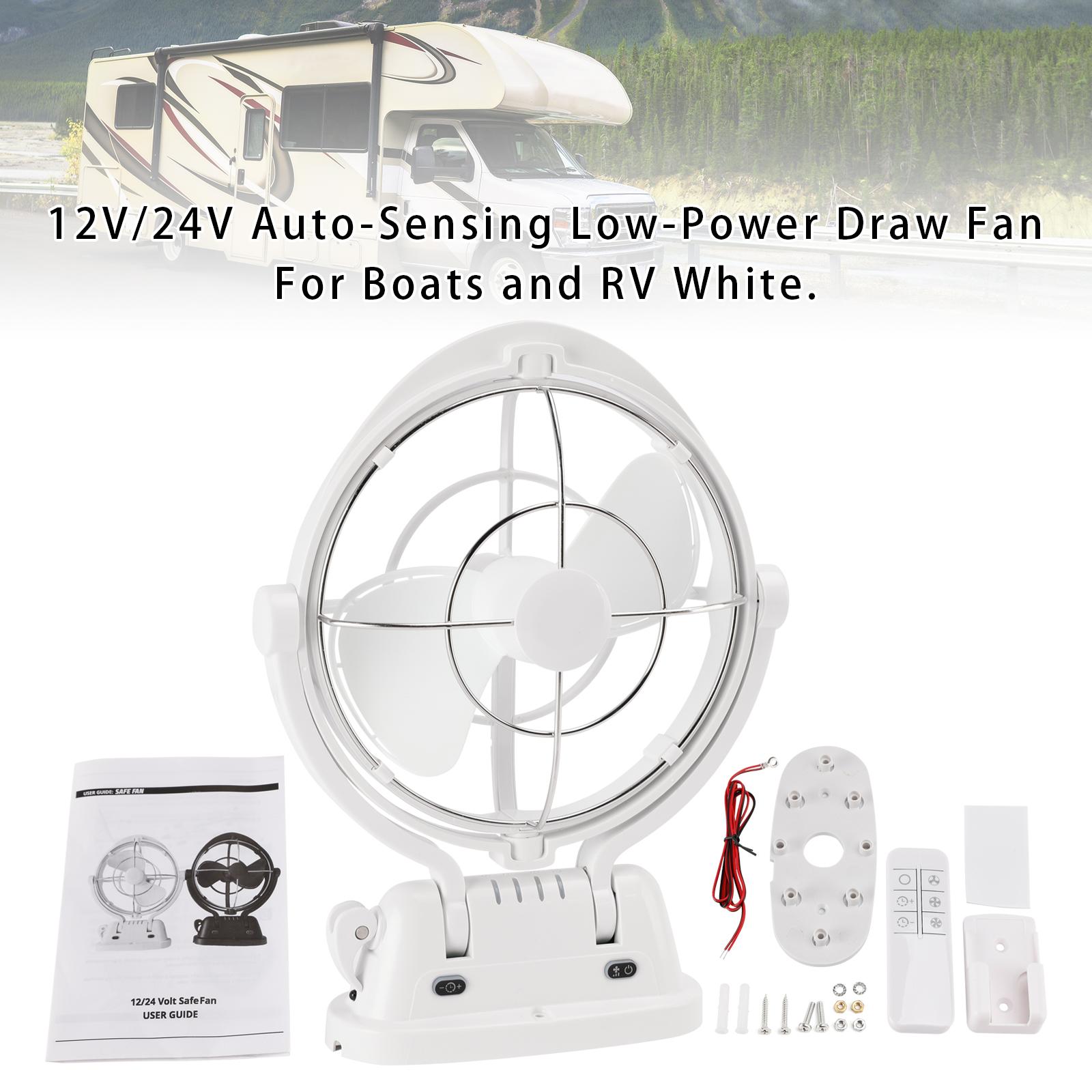 

12V/24V Auto-Sensing Low-Power Draw Fan For Boats and RV White