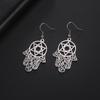 LIKGREAT Bohemia Hamsa Hand Of Fatima Earrings Women Gold Color Magen Star of David Drop Earrings Boho Jewelry