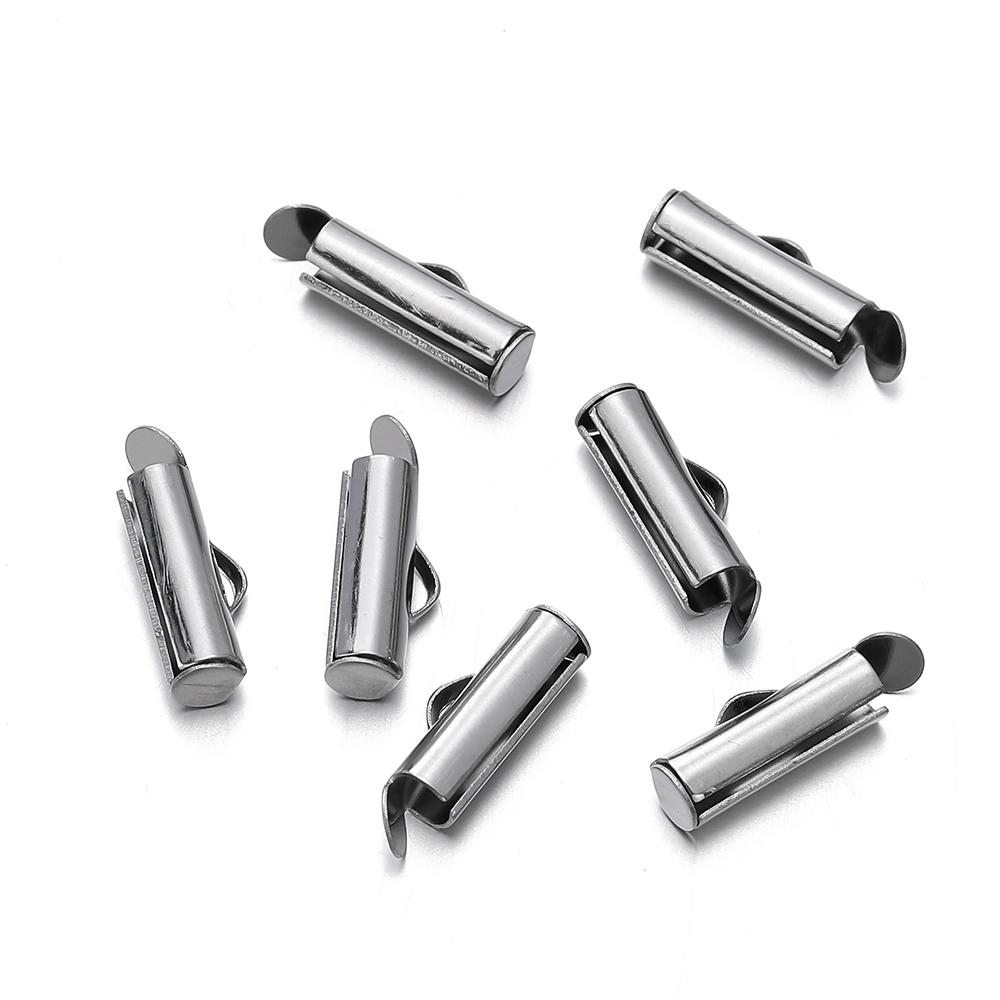 10pcs/lot Fastener Tube Crimp End Caps Slider Clasp Bracelet Buckles for DIY Connectors Loom Jewelry Making Findings Accessories