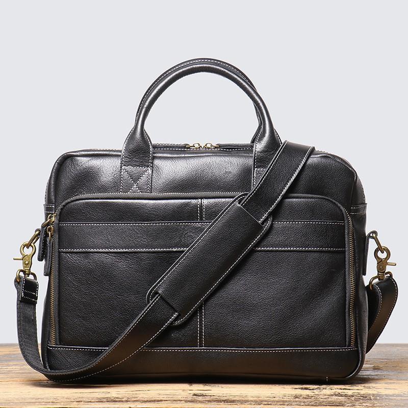 

Business Commuter Handheld Leather Computer Bag Large Capacity Single Shoulder Fashion Briefcase Men чорний