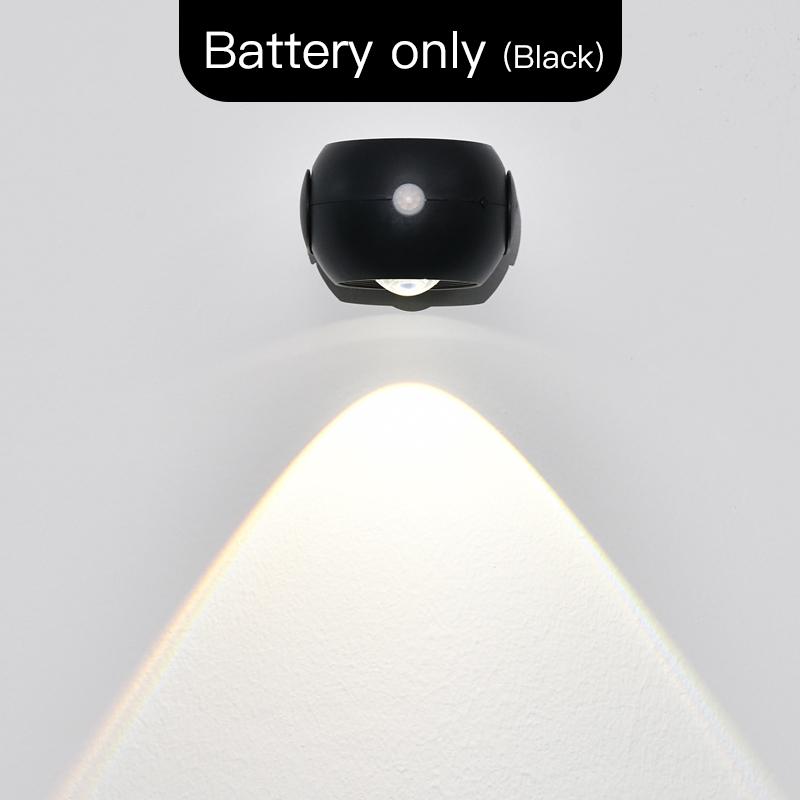 

Human Motion Sensor Night Light Rechargeable Battery Waterproof Outdoor Wall Lamp Hallway Stairs Garden Sunset LED Night light Black Battery